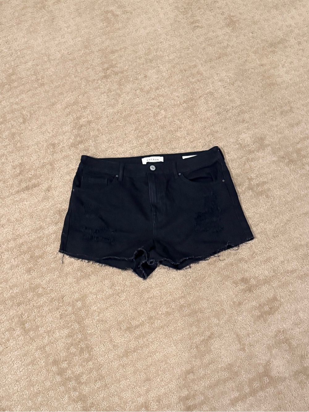 PacSun High-Rise Distressed Denim Shorts in Black
